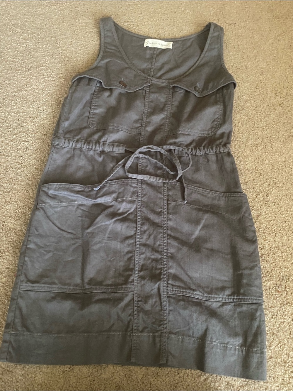 Graham & Spencer Gray 100% Cotton Sleeveless Utility Mini Dress Size M